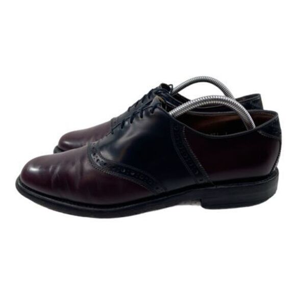 Allen Edmonds Polo Men’s Sz 9.5 A Burgundy Black Leather Saddle Oxfords Shoes